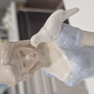 porcelain Figure Girl With Dove On Shoulder.